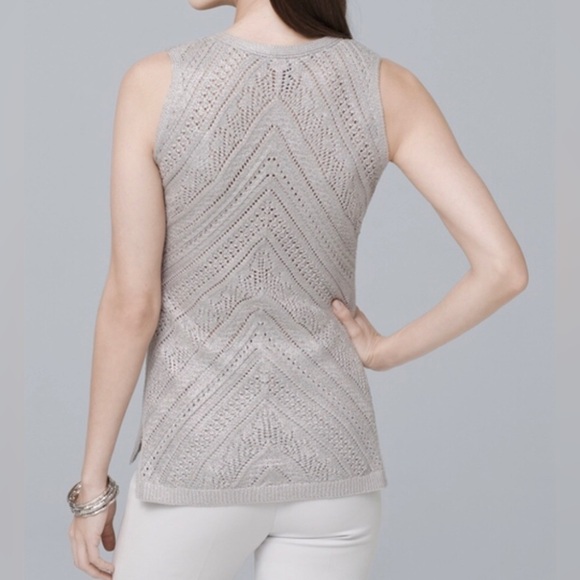 WHBM|Gray Silver thread Knit VEST, size medium, NWT•••Sleeveless sweater tank - Picture 3 of 16
